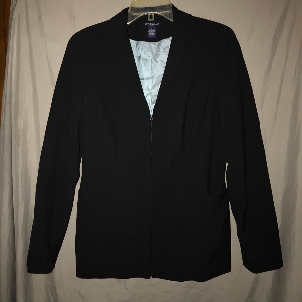 Ann Taylor Stretch Black Lined Jacket Blazer